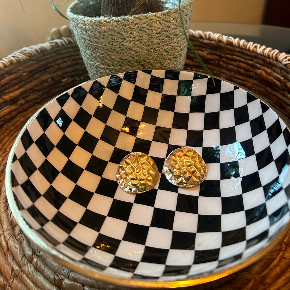 Vintage Gold-Tone Geometric Textured Earrings